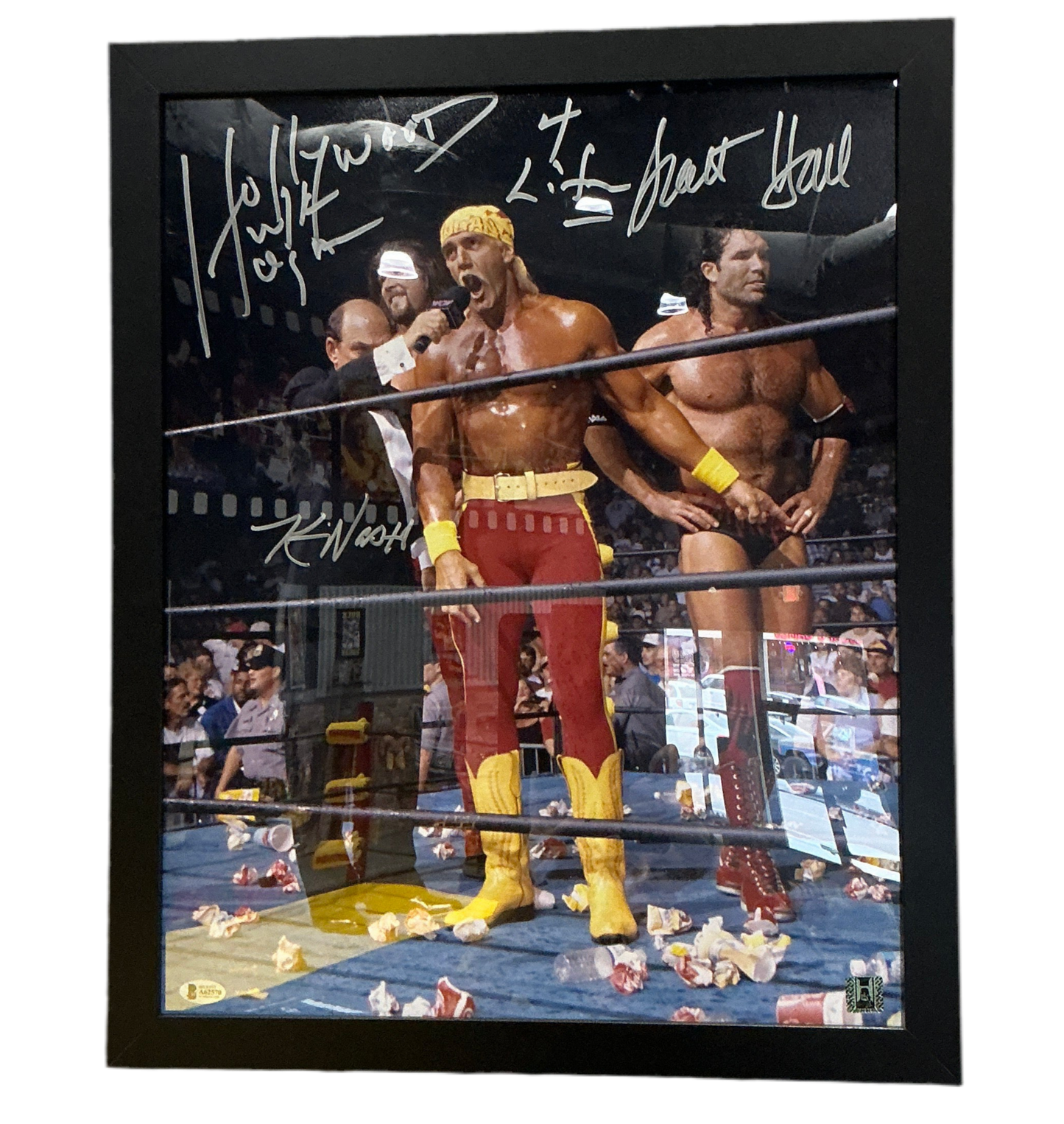 Triple Signed NWO Hollywood Hulk Hogan 16x20 Poster