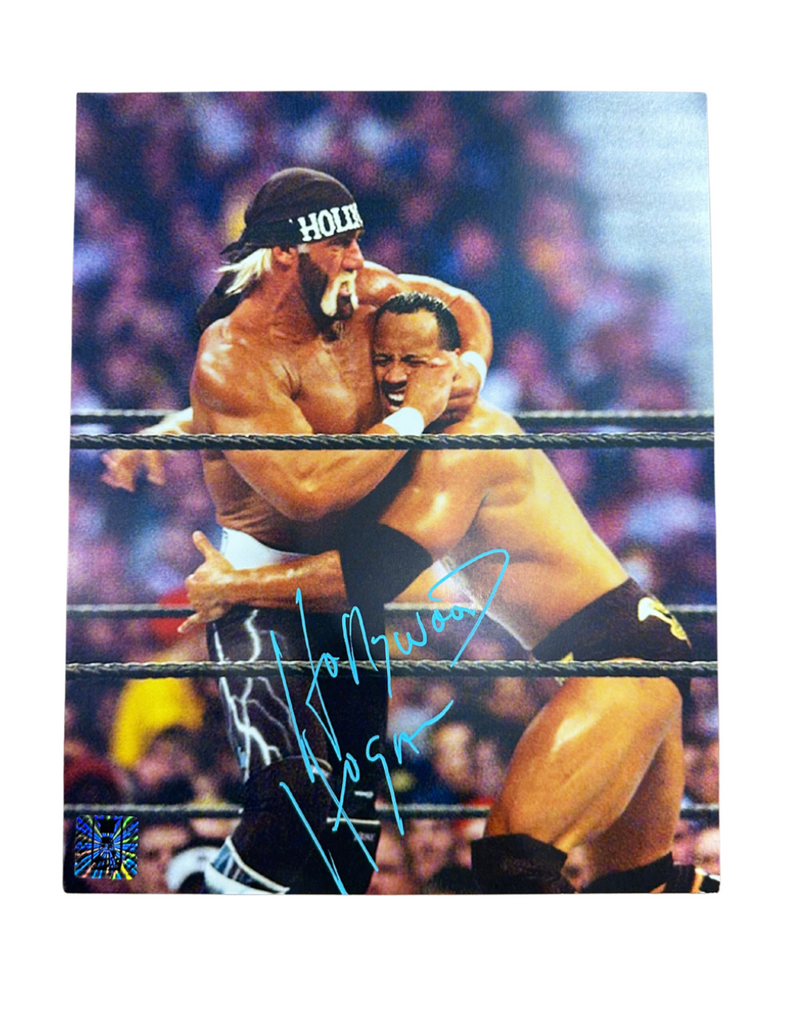 Hollywood Hogan Vs the Rock Autographed 8x10