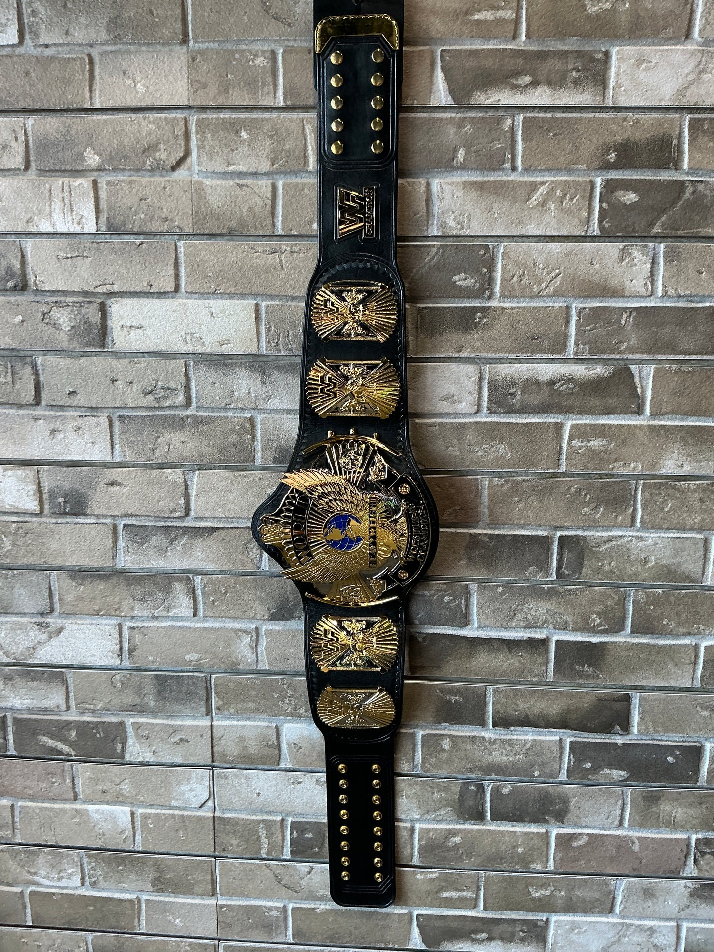 Winged Eagle Dual 24kt Gold Plated Full Leather Replica Title Belt UNSIGNED