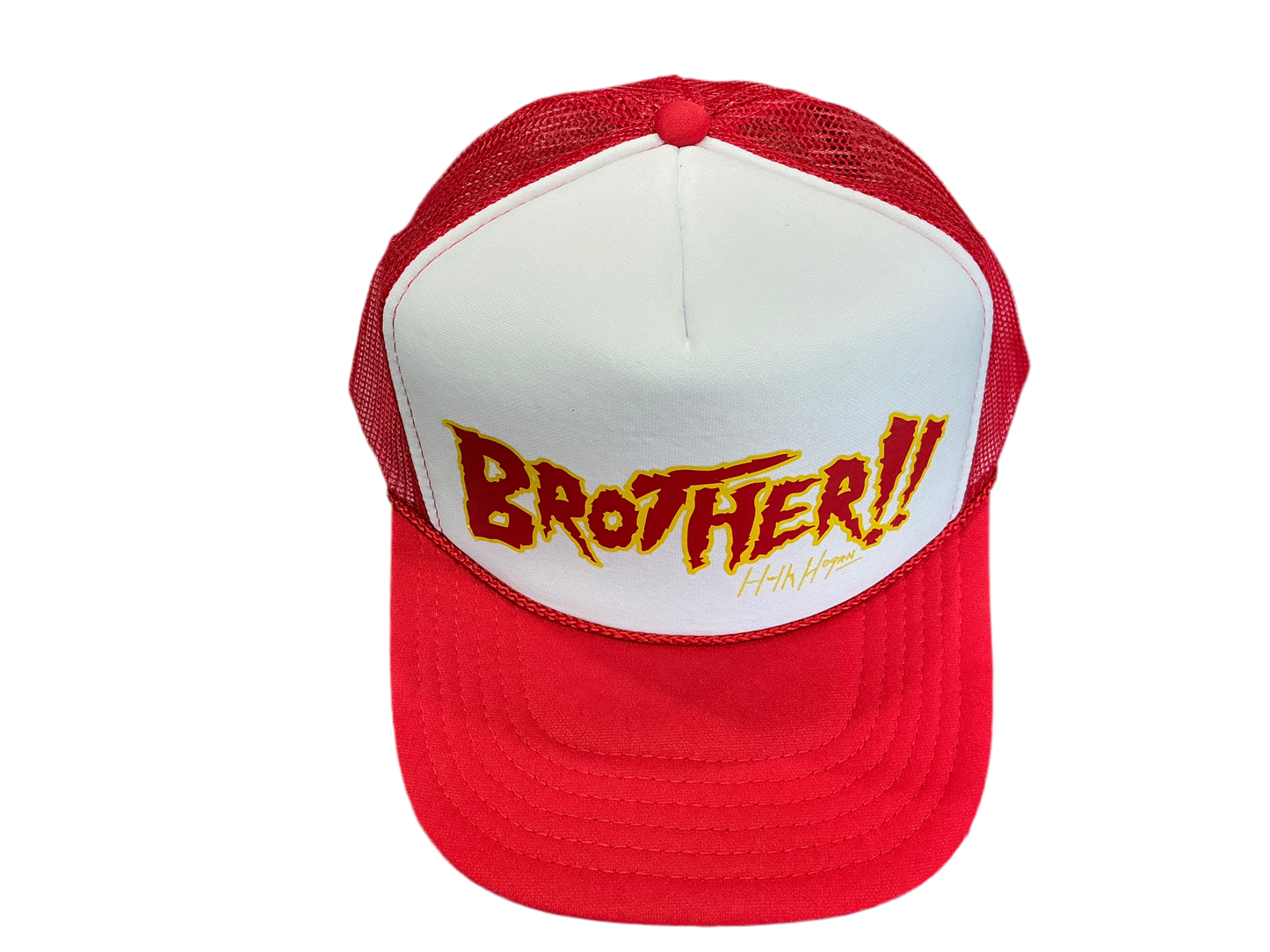 Red/White Brother!! Red/Yellow Letters Trucker Hat