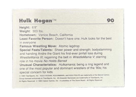 Classic WWF Hulkamania #90 Trading Card