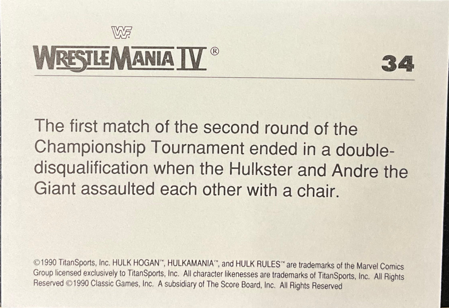 WWF Classic Trading Card # 34