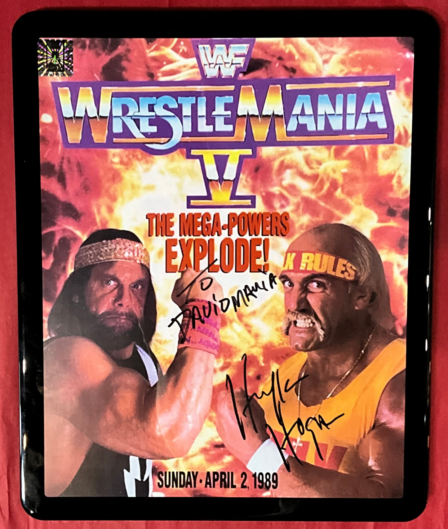 Framed “To Davidmania” WrestleMania V Mega Powers Hulk Autographed 8x10 Photo