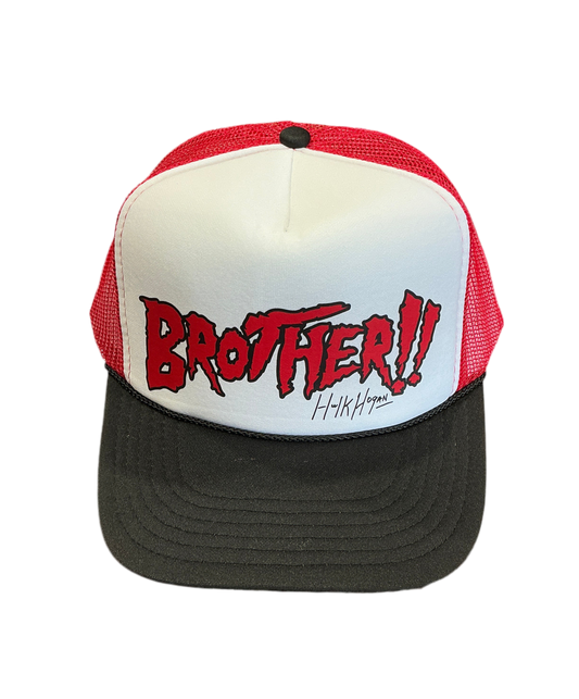 Black/White/Red Brother!! Red/Black Letters Trucker Hat