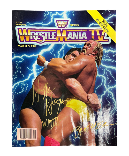 Wrestlemania IV March 27, 1988 Magazine Signed
