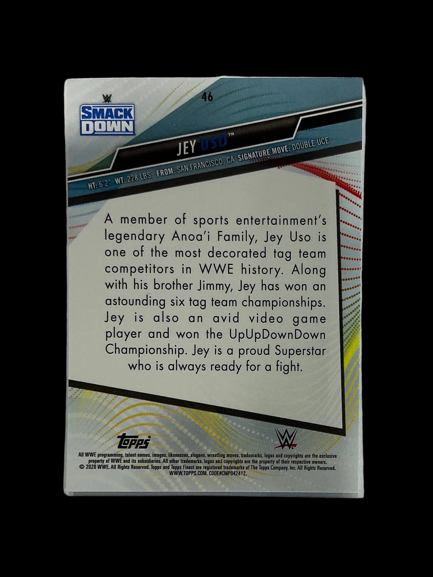 Topps Finest WWE Smackdown Jey Uso #46 Trading Card
