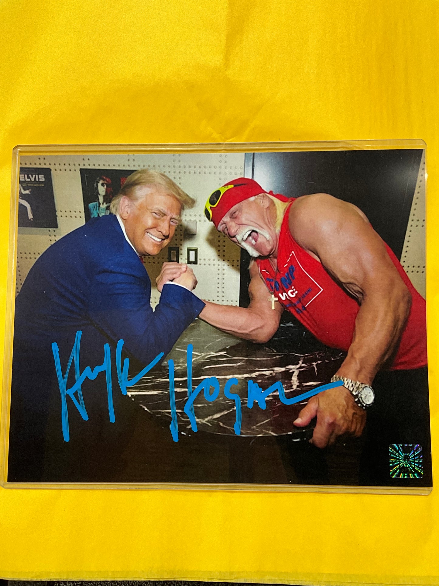 Hulk Hogan Trump Arm Wrestle Autographed 8x10 Photo