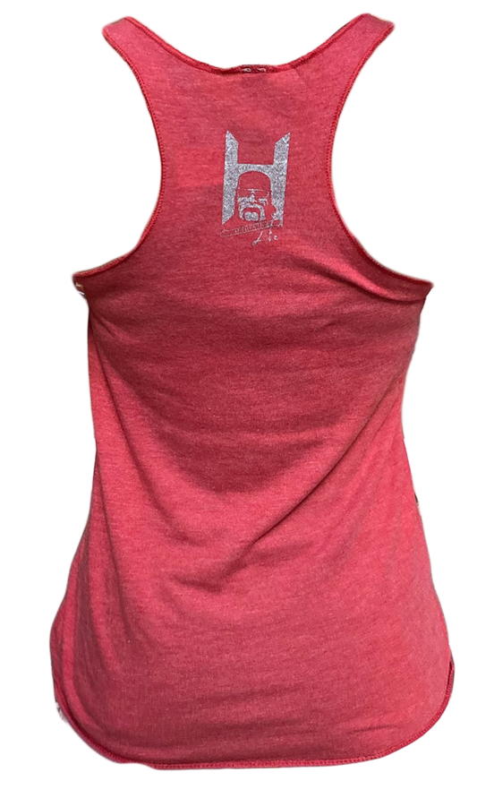 Womens Red Hulkamania Outline Tank Top