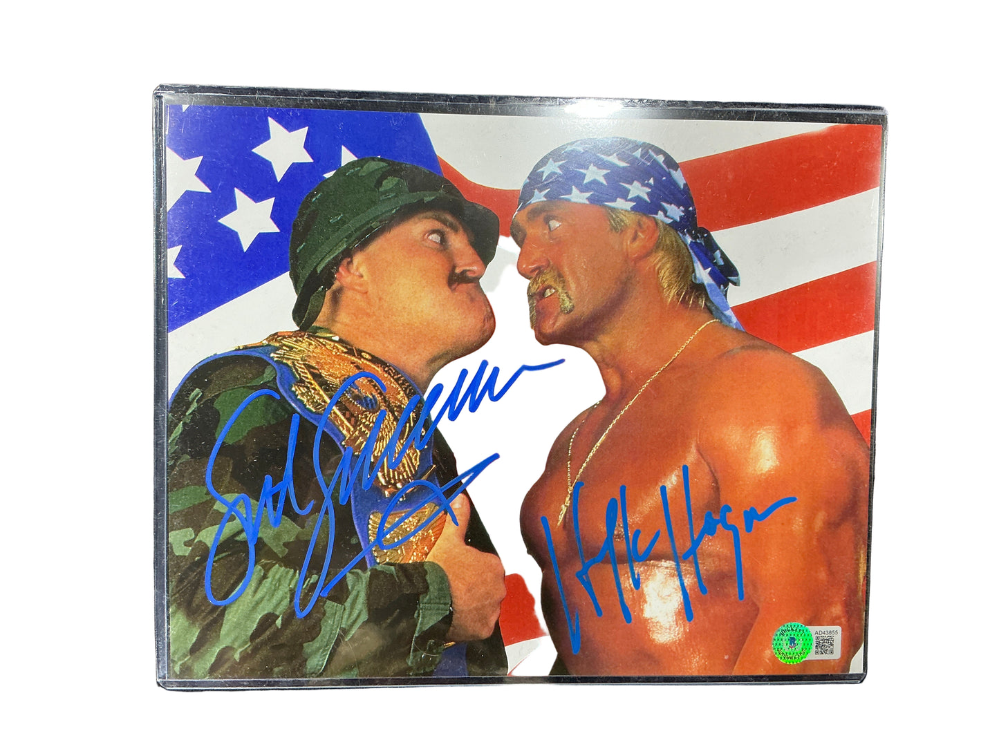 Hogan vs. Sgt. Slaughter Autographed by Both Landscape 8x10 Photo