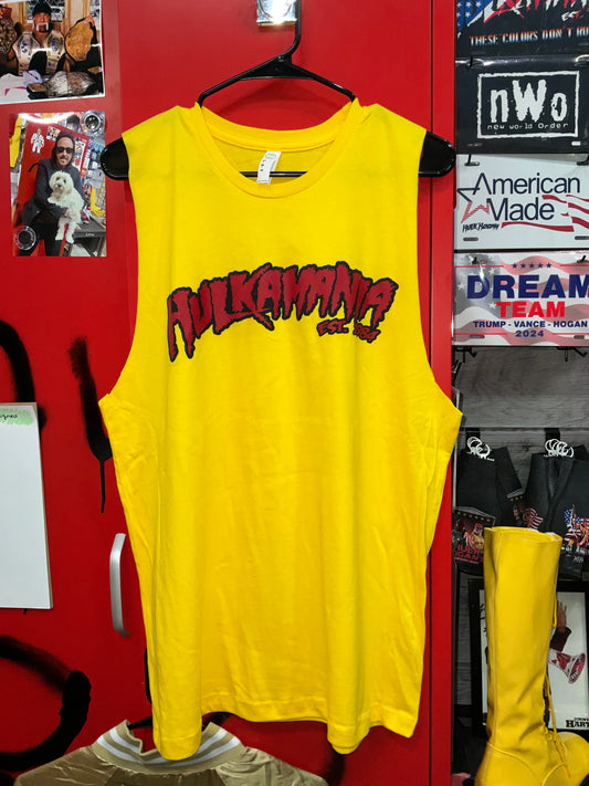 Sleeveless Yellow Hulkamania Cut Off Adult Tank Top