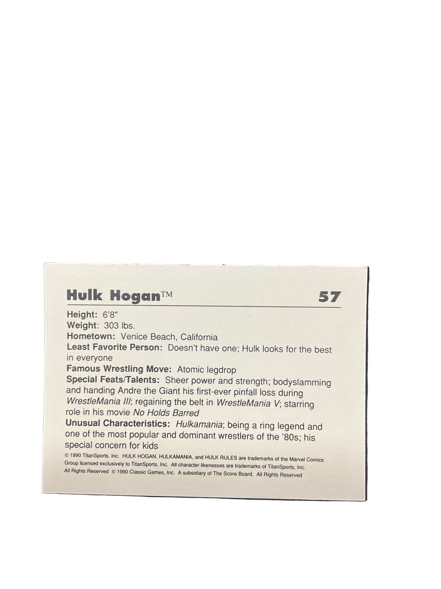 WF Classic Hulk Rules Trading Card #57