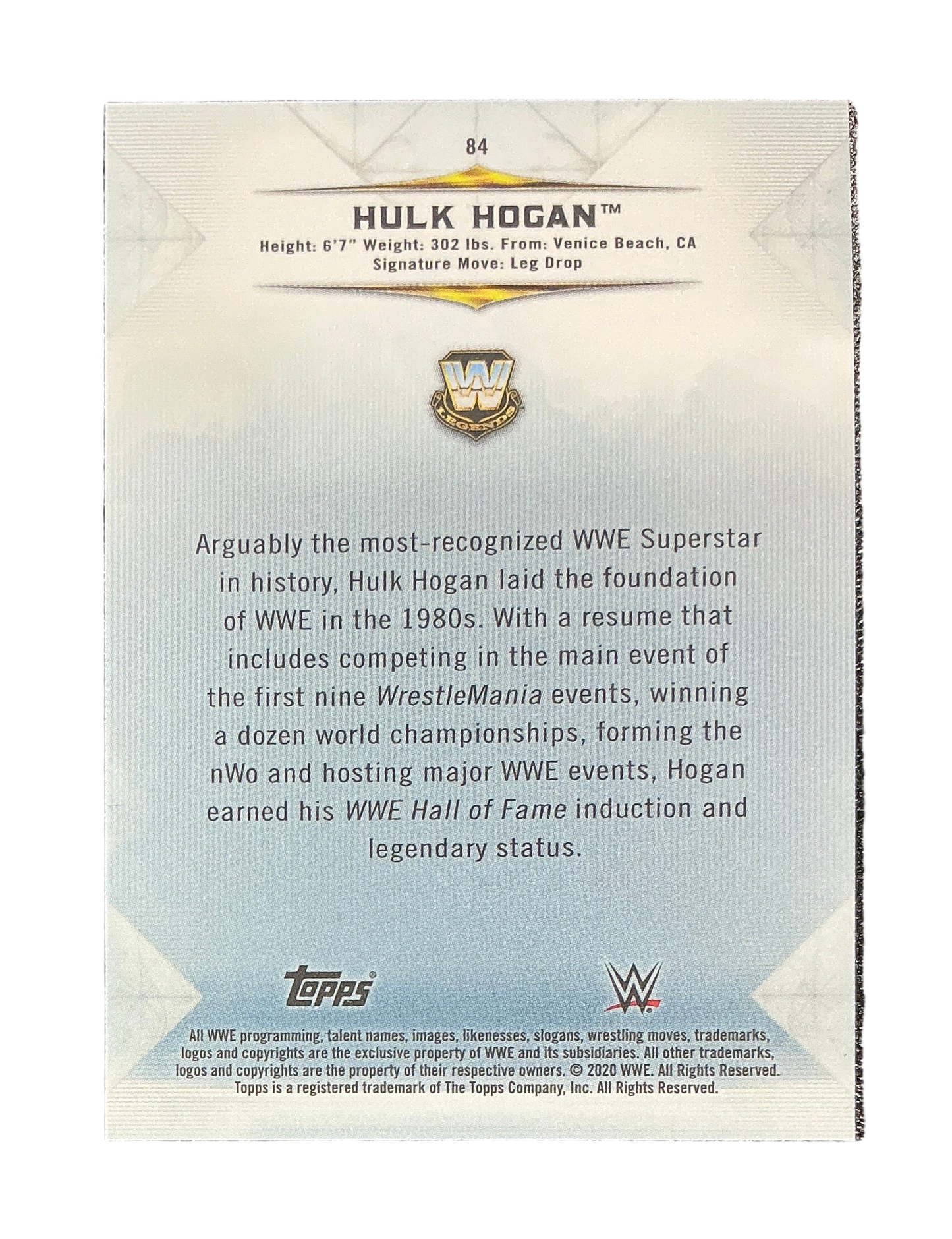 Topps WWE Legends Hulk Hogan #84 56/99 Trading Card