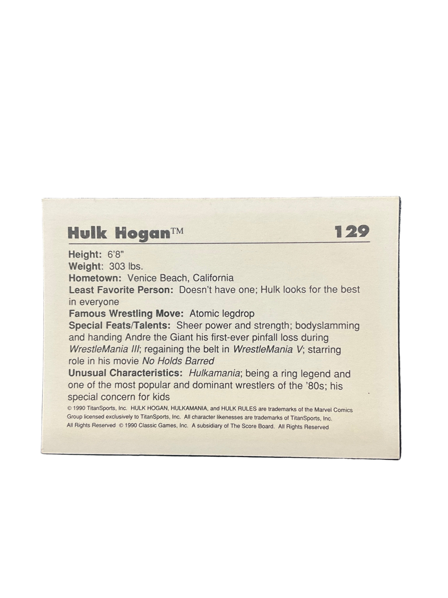 WF Classic Hulk Rules Shirt Rip Trading Card #129