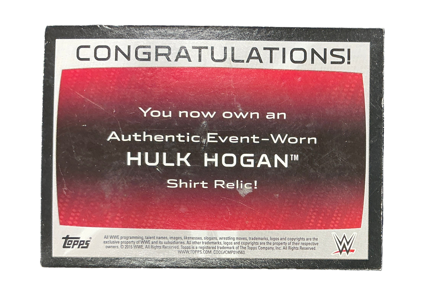 Topps WWE Shirt Relic 1 of 1 Hulk Hogan Autographed Trading Card