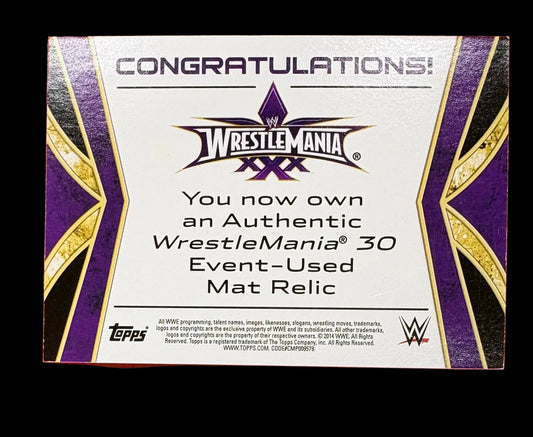 Topps Wrestlemania 30 Mat Relic Trading Card Signed
