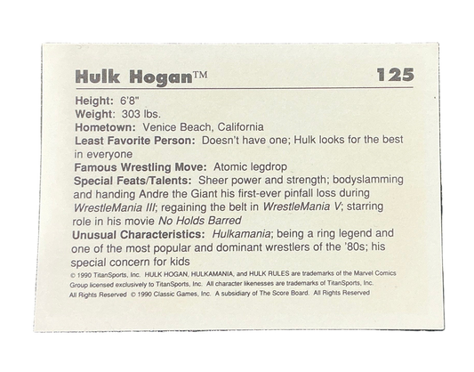 Classic WWF Hulkster #125 Trading Card