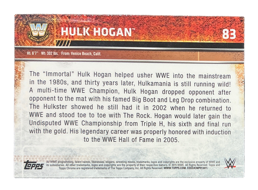 Topps Chrome WWE Legends Hulk Hogan #83 Trading Card
