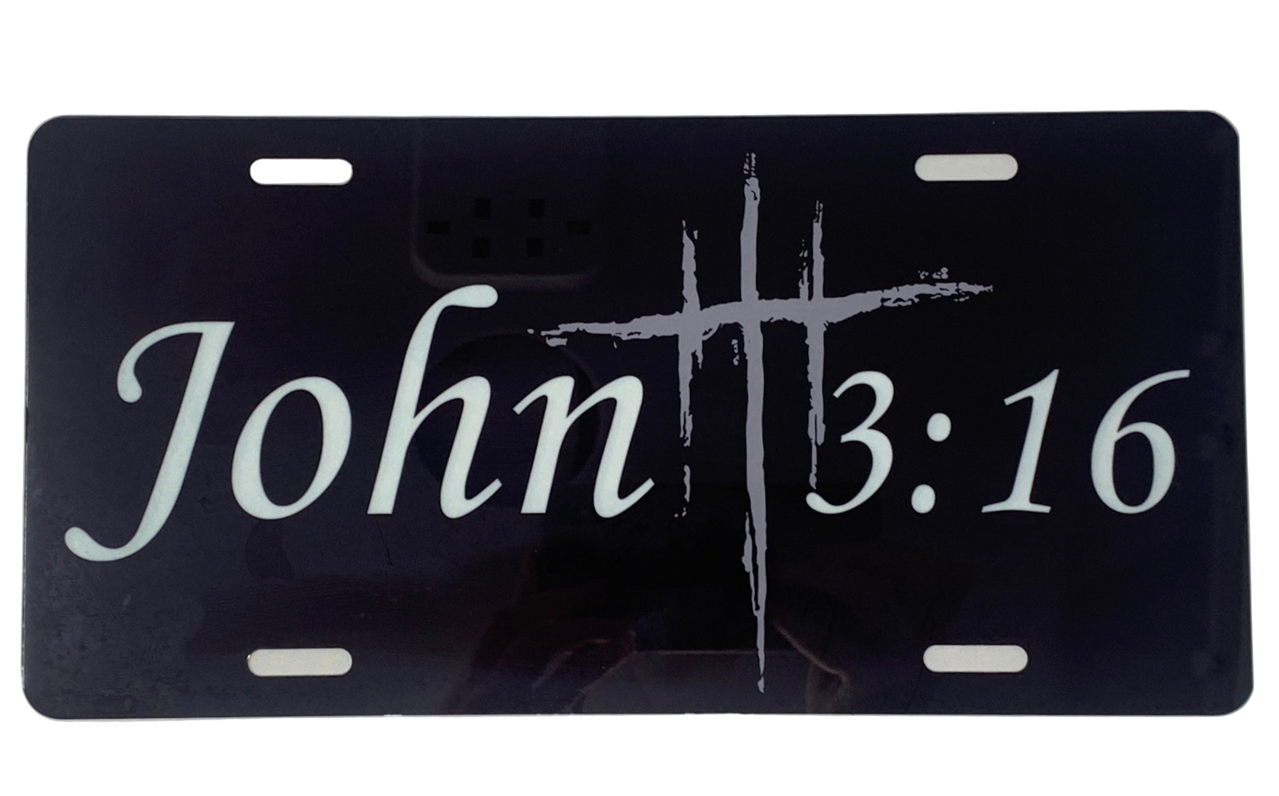 Black John 3:16 License Plate