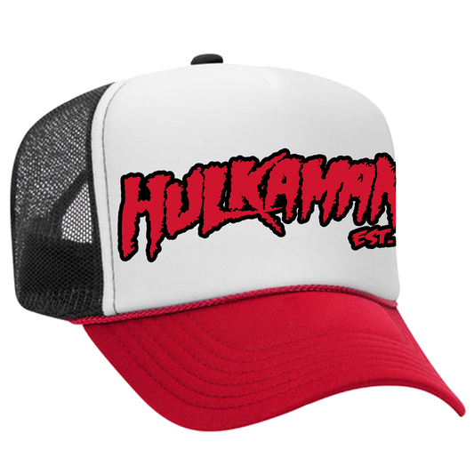 Red/White/Black Hulkamania Red/Black Letters Trucker Hat