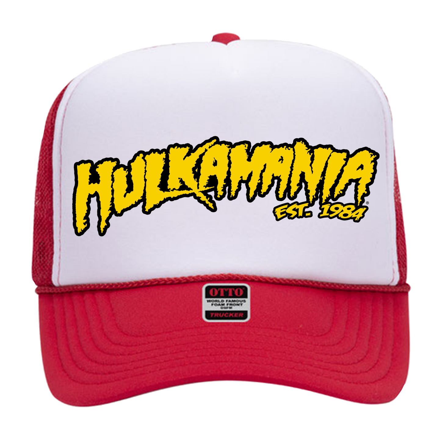 Red/White Hulkamania Yellow/Black Letters Trucker Hat