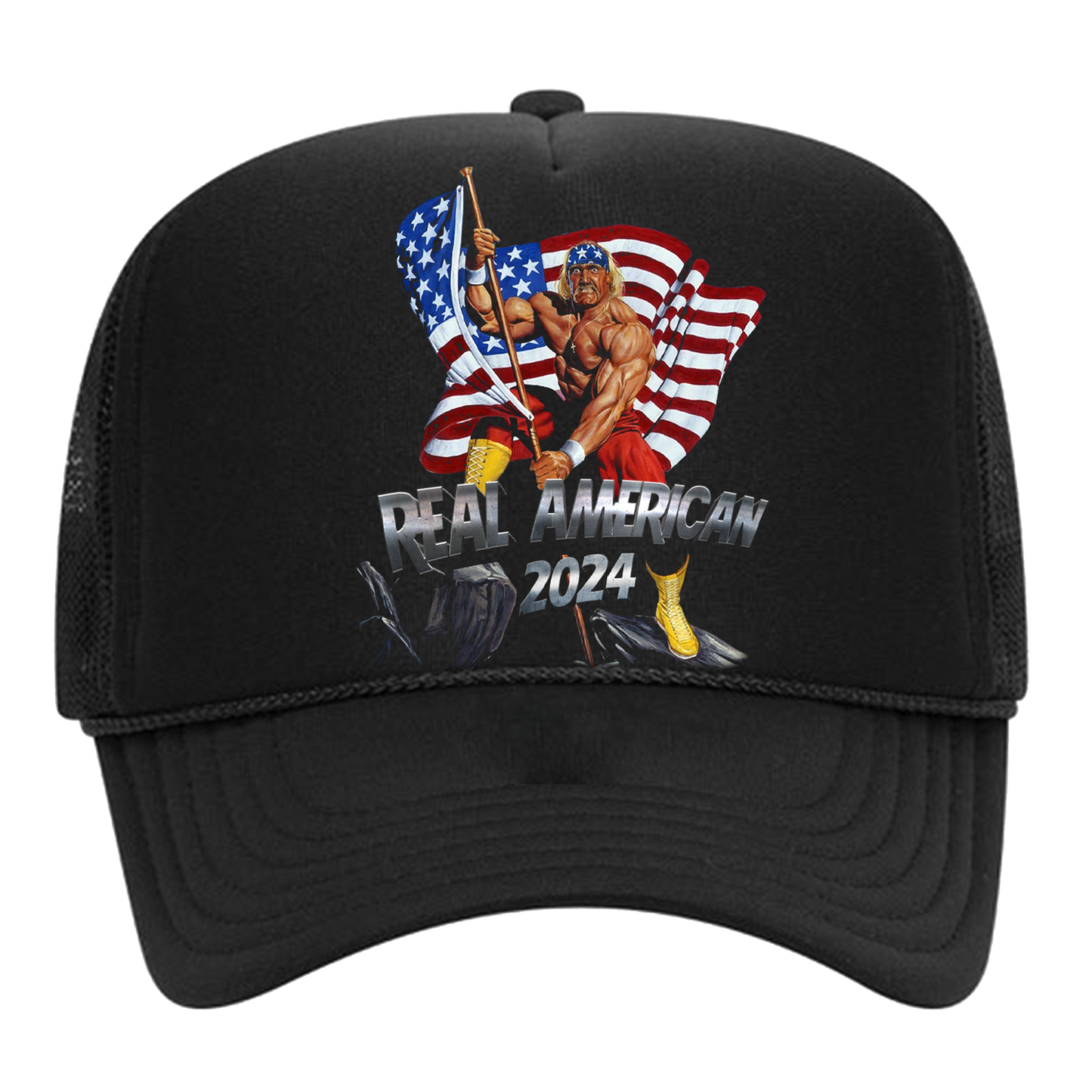 Black Real American Trucker Hat