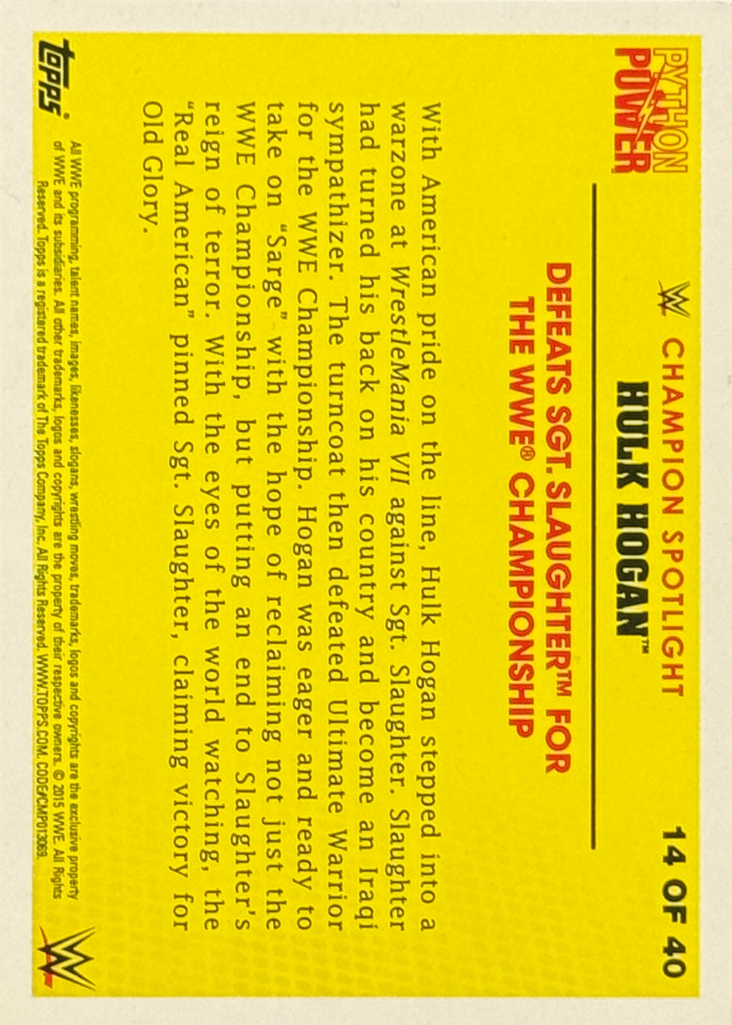 Hulk Hogan Sergeant Slaughter Topps Trading Card Signed