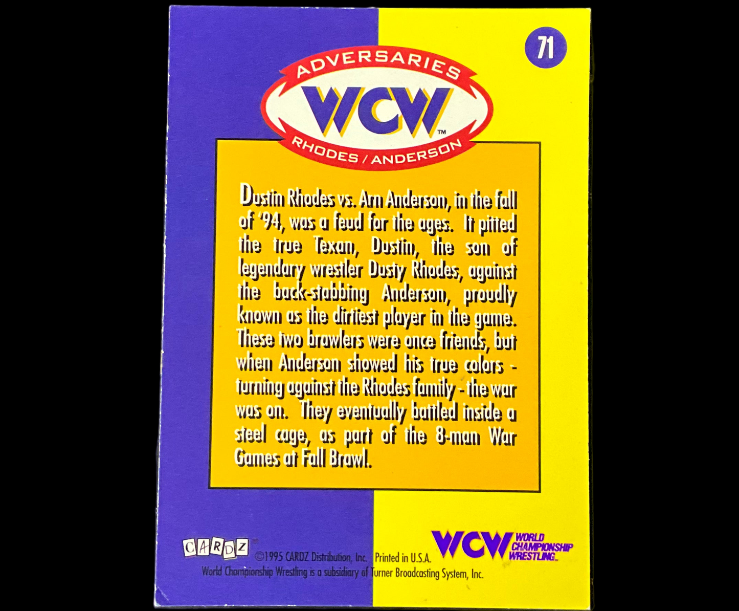 Dustin Rhodes vs Arn Anderson WCW Adversaries # 71 Hulk Hogan Signed Trading Card