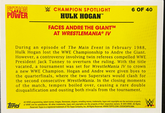 Topps Hulk Hogan Faces Andre 6 of 40 Trading Card