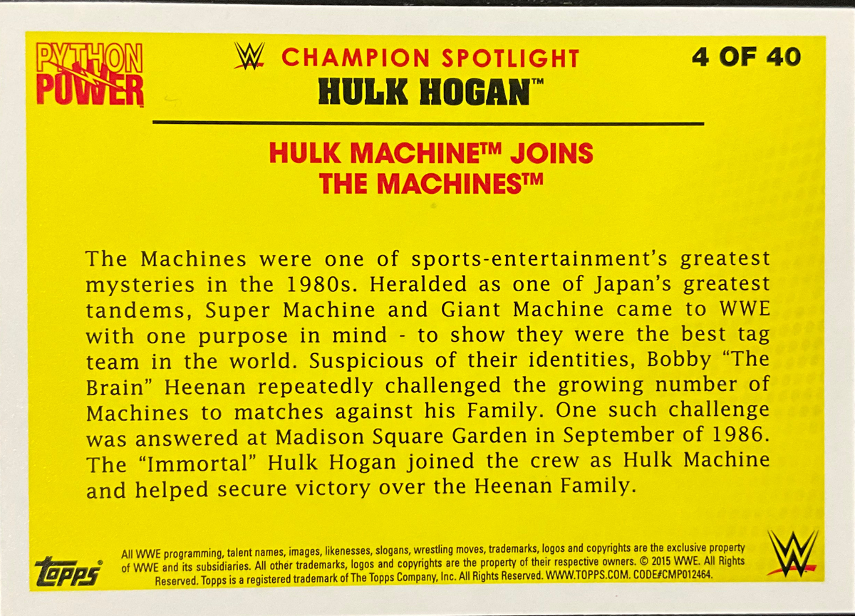 Topps Hulk Hogan Joins The Machines Trading Card