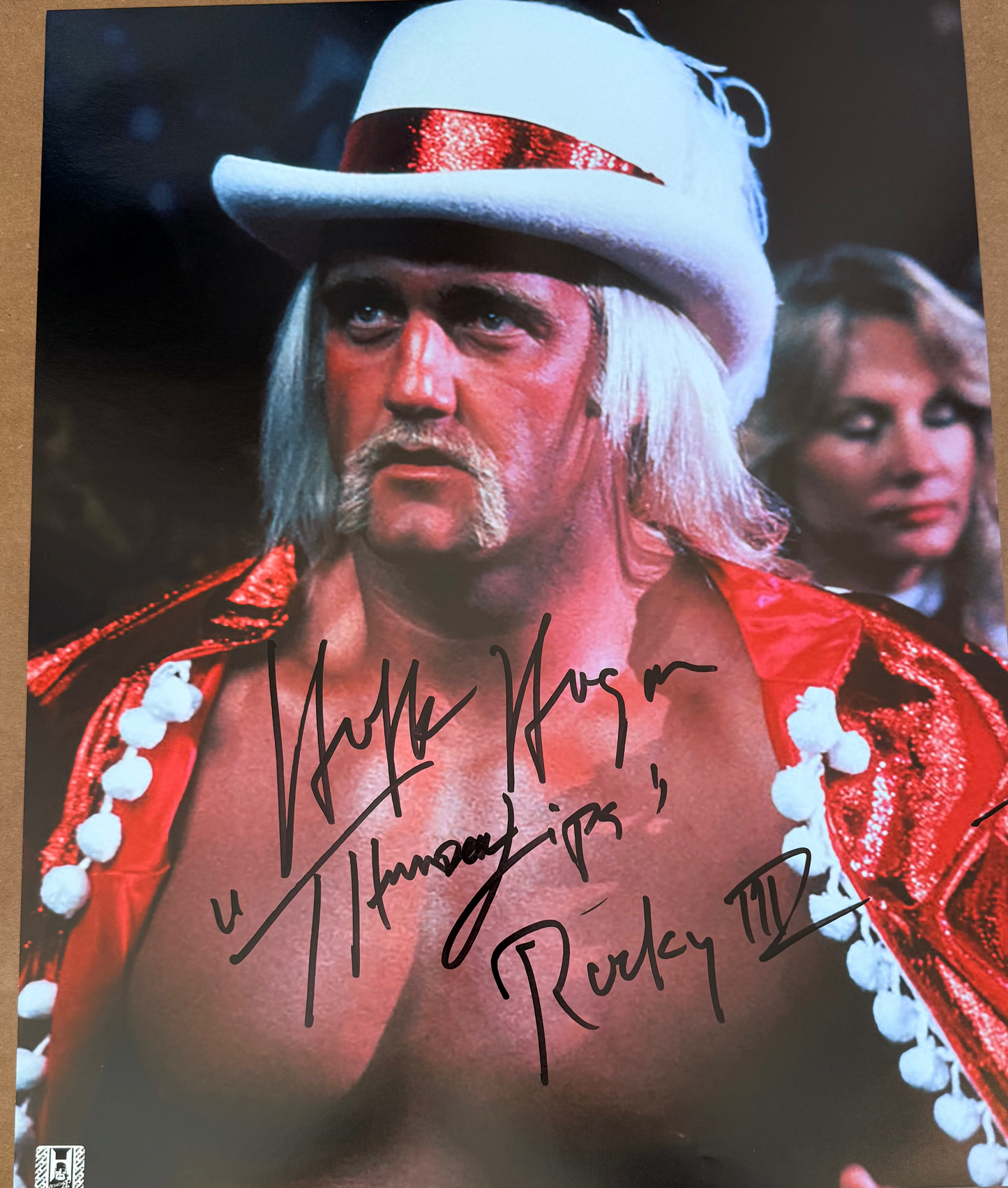 Hulk Hogan Thunderlips Hat and Cape Autographed 16x20 Poster