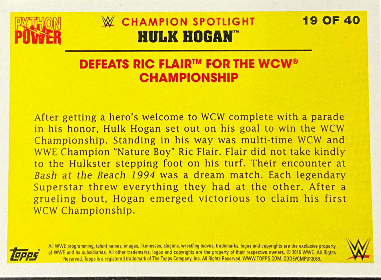 Consignment SR - Hulk Hogan Defeats Ric Flair Signed Trading Card