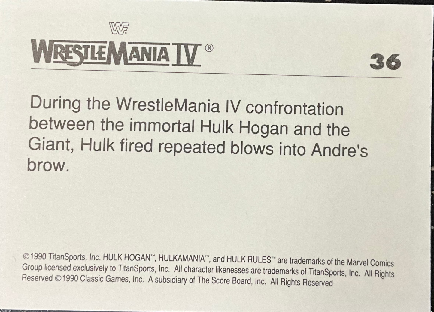 WWF Classic Trading Card # 36