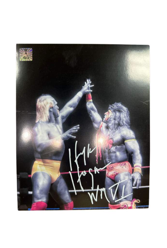 Hulk Hogan vs Ultimate warrior Autographed 8x10