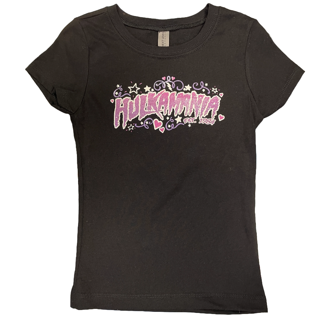 Black Glitter Hulkamania Girls Youth T-Shirt