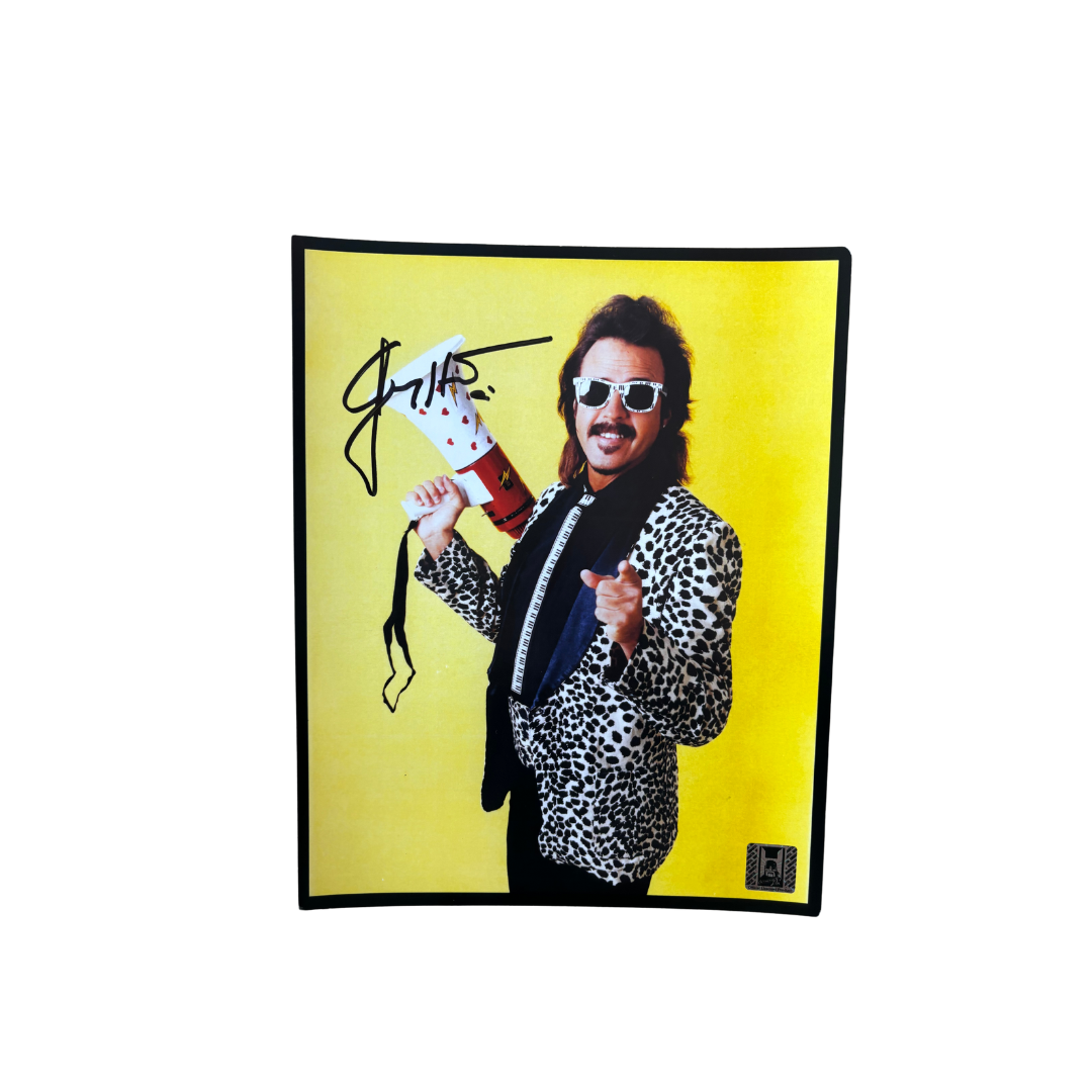 Jimmy Hart Yellow Cheetah Autographed 8x10 Photo