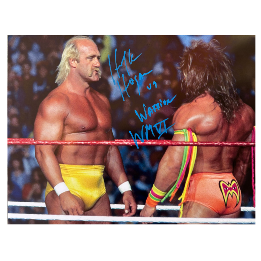 Hogan vs Warrior Stare Off Autographed 16x20 Poster