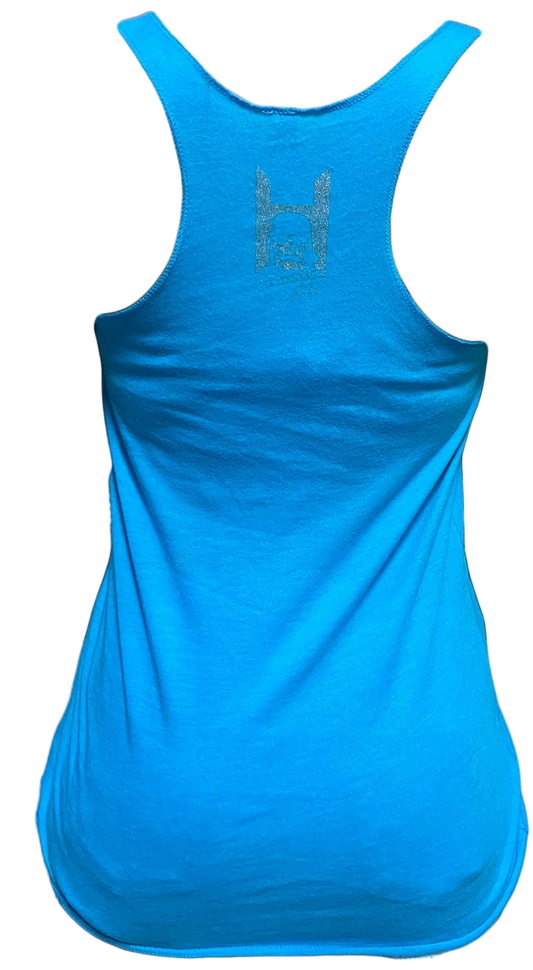 Womens Blue Hulkamania Outline Tank Top