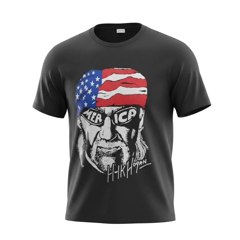 Hollywood Face Merica Adult T-Shirt – Hulk Hogan's Wrestling Shop