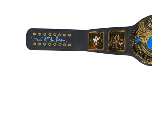 Stone Cold Steve Austin Signed WWF Figures Toy Company Attitude Era Replica Title Belt