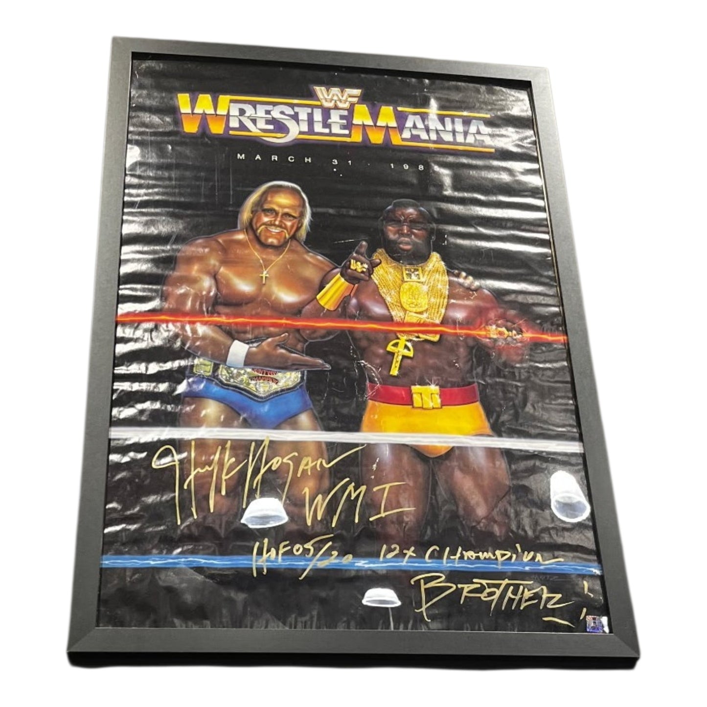 Signed WrestleMania Hulk Hogan Mr. T Original Poster