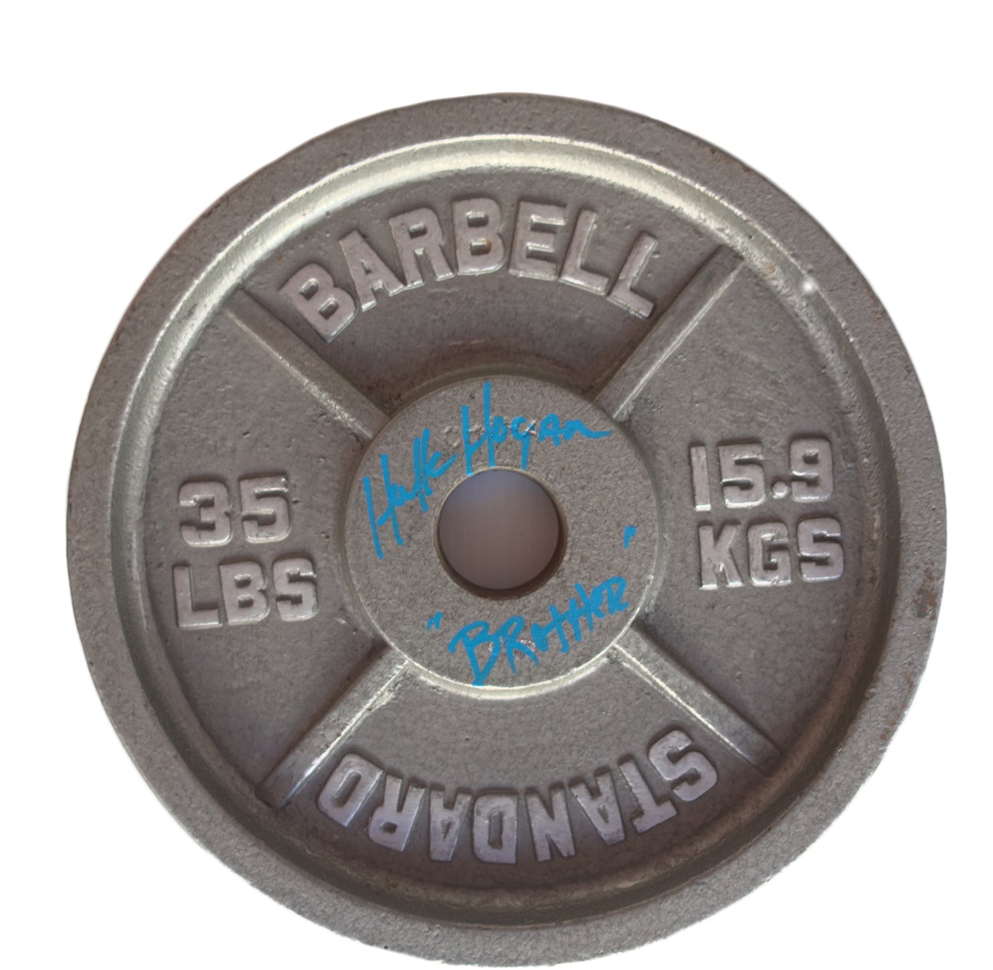 Hulk Hogan Signed Personal 35lb Weight Lifting Plates