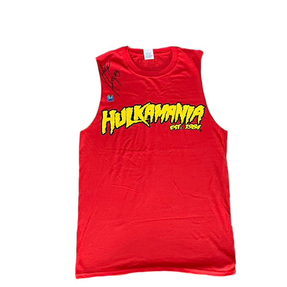 Autographed Red Hulkamania Cut off Tank