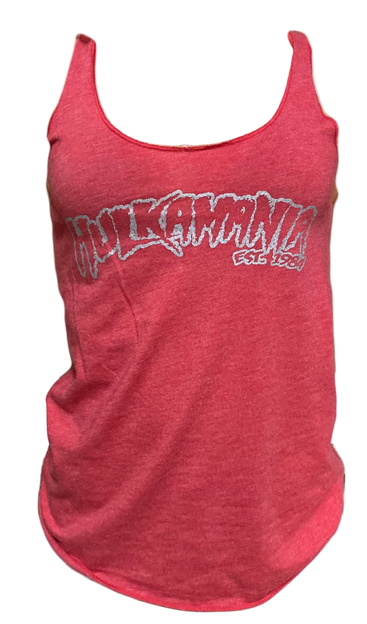 Womens Red Hulkamania Outline Tank Top