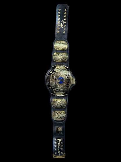 Winged Eagle Brass Championship Belt Signed By Jimmy Hart and Kevin Nash (Diesel)