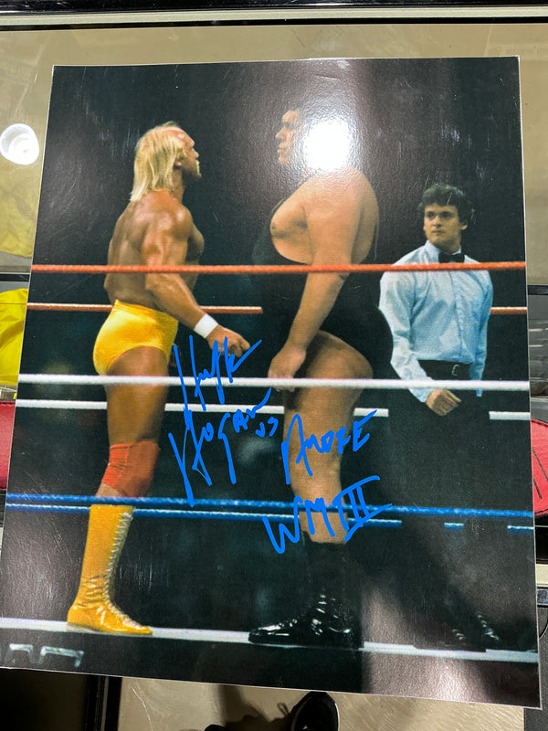 Wrestlemania III Hulk Hogan Signed Andre 16x20 Poster