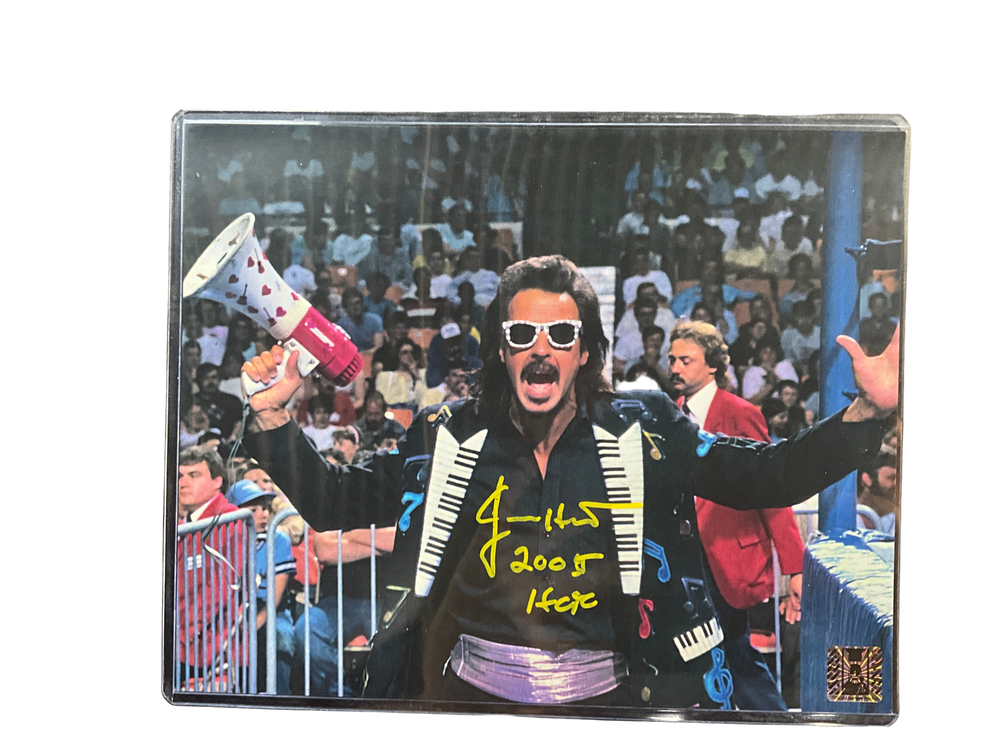 Jimmy Hart Arms Up Piano Jacket Autographed 8x10 Photo