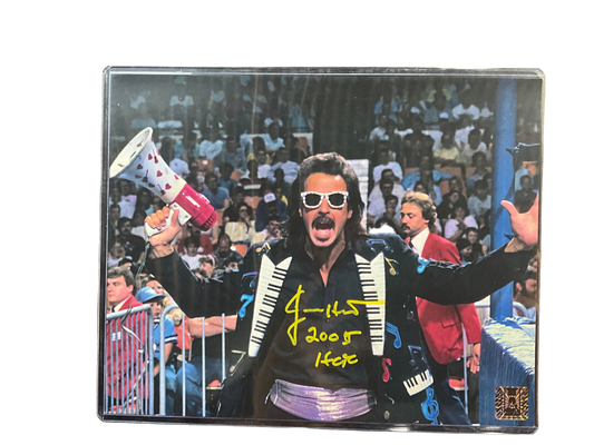 Jimmy Hart Arms Up Piano Jacket Autographed 8x10 Photo