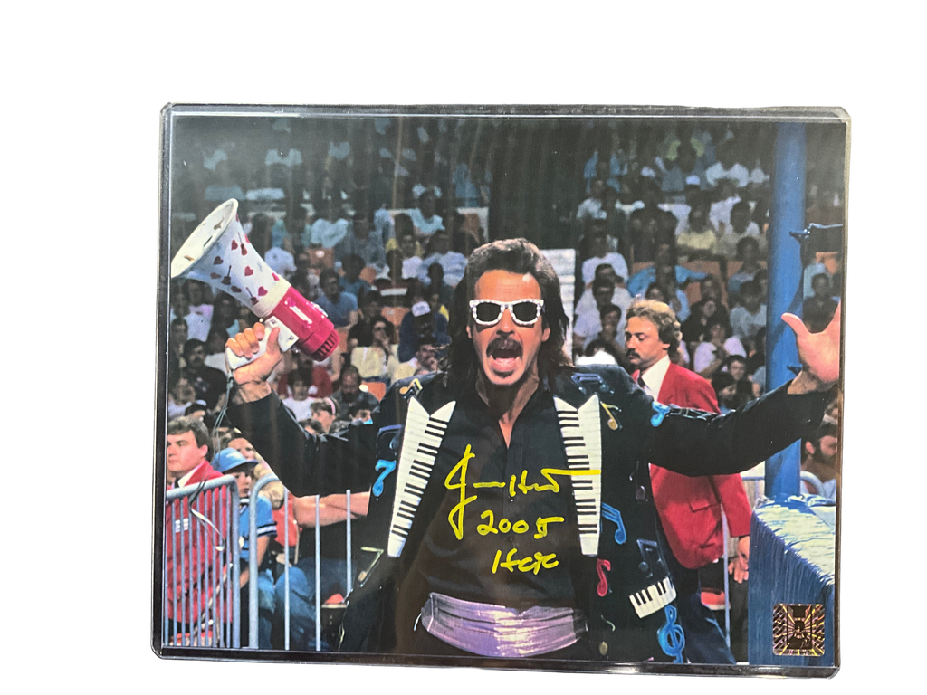 Jimmy Hart Arms Up Piano Jacket Signed 8x10 Photo