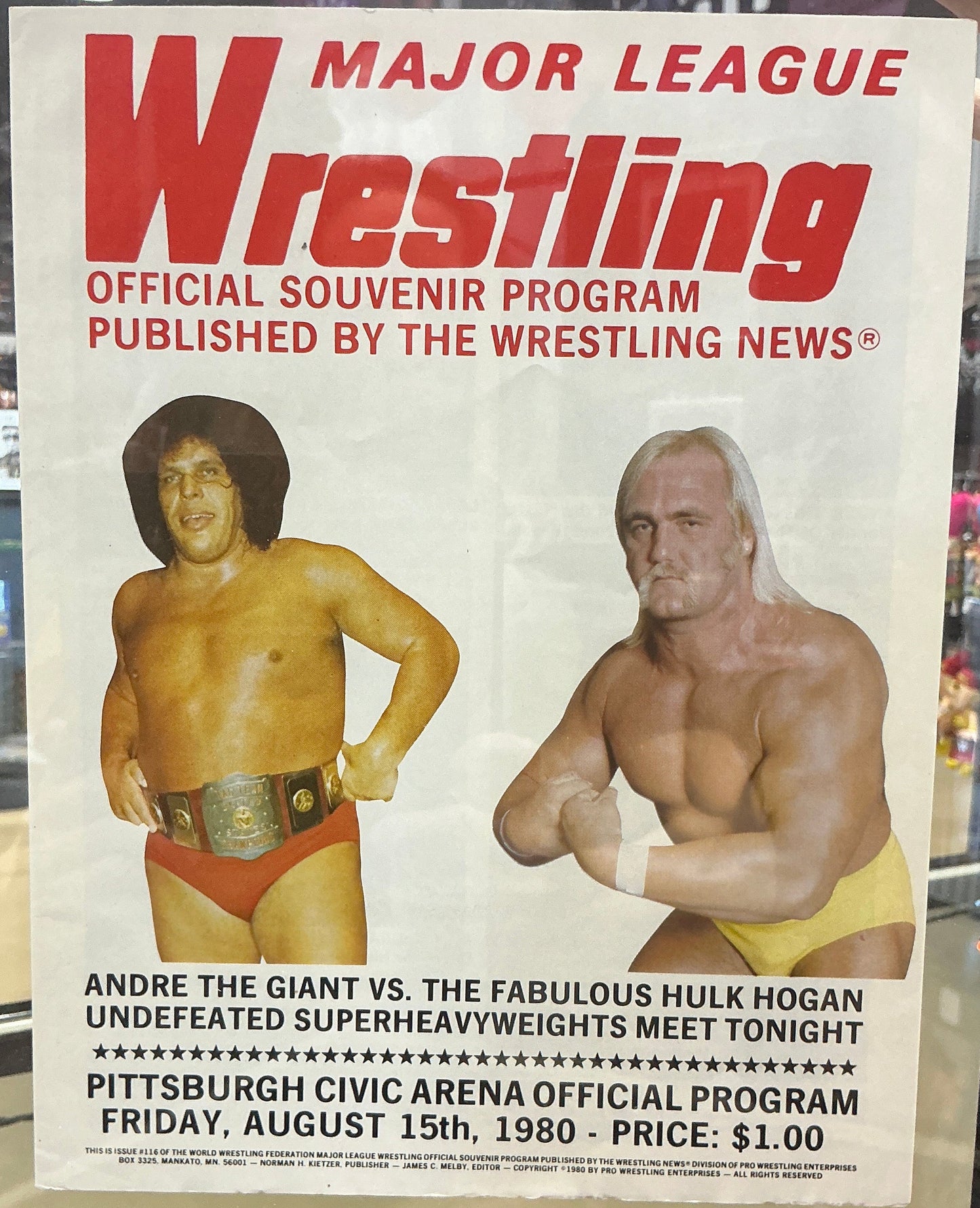 Major League Wrestling August 15, 1980 Official Souvenir Program