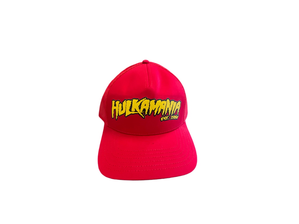 Red Hulkamania Yellow/Black Letters Trucker Hat